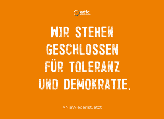 Das Statement des Fahrrad-Clubs ADFC NRW gegen Rechts. #NieWiederIstJetzt