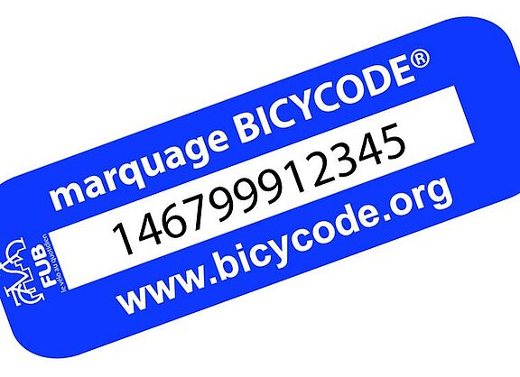 Bild einer französischen Fahrradcodierung mit Code. 